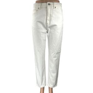 Zara Women's White Straight Leg High Waist Casual Trousers Denim Jeans Size 4